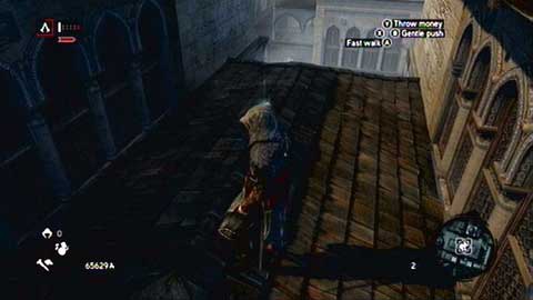 It hovers above the roof of passage between buildings - Imperial District (13-22) - Animus data fragments - Assassins Creed: Revelations - Game Guide and Walkthrough