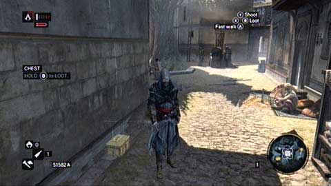 It is located near the wall of a building - Galata District (01-12) - Treasure chests - Assassins Creed: Revelations - Game Guide and Walkthrough