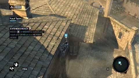 You should also remember that if you hold B while falling down, you'll hook the nearest edge, avoiding collision with the ground - Moving around the city - Compendium of knowledge - Assassins Creed: Revelations - Game Guide and Walkthrough