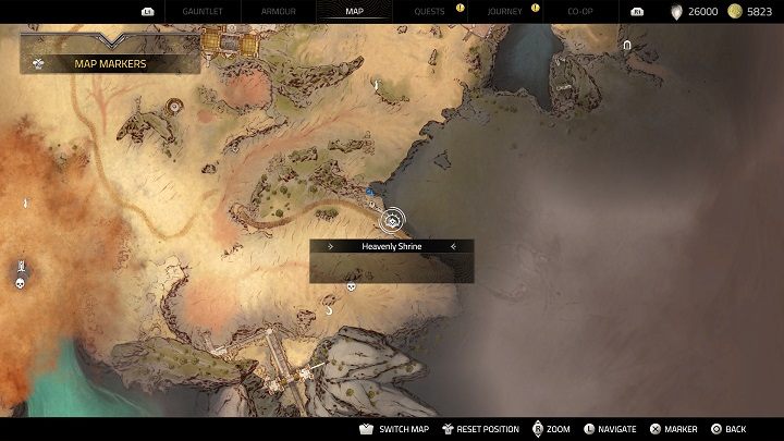 One of the Shrines is in the eastern part of the map, near the roadside ruins - Atlas Fallen: All Heavenly Shrines locations - Secrets and Finds - Atlas Fallen Guide