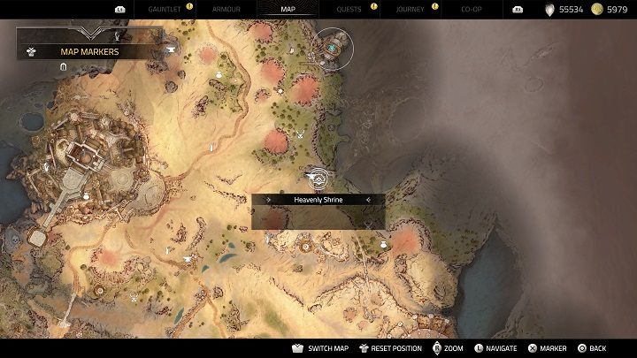 The next Shrine is in the eastern part of the region, under a large mountain, near the Cliffside anvil - Atlas Fallen: All Heavenly Shrines locations - Secrets and Finds - Atlas Fallen Guide