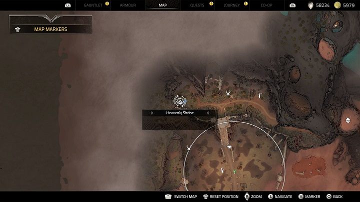 One of the Shrines is in the Swamp Village, to the north of The Black Alms - Atlas Fallen: All Heavenly Shrines locations - Secrets and Finds - Atlas Fallen Guide