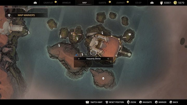 The next Shrine is on an island in the eastern part of the region - Atlas Fallen: All Heavenly Shrines locations - Secrets and Finds - Atlas Fallen Guide