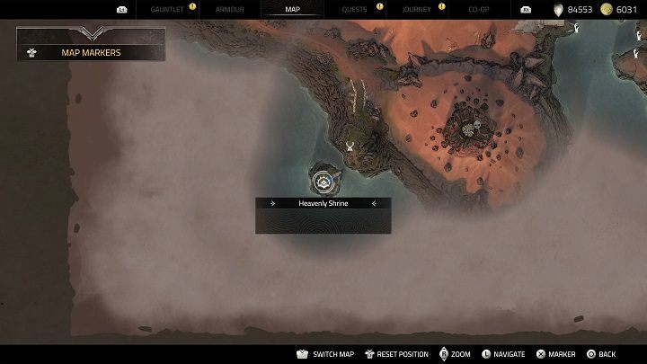 The last Shrine is to the south of the map - Atlas Fallen: All Heavenly Shrines locations - Secrets and Finds - Atlas Fallen Guide