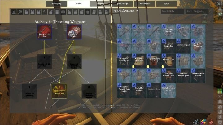 The screen showing the abilities of a character. - How to properly develop character in ATLAS? - FAQ - ATLAS Guide and Tips