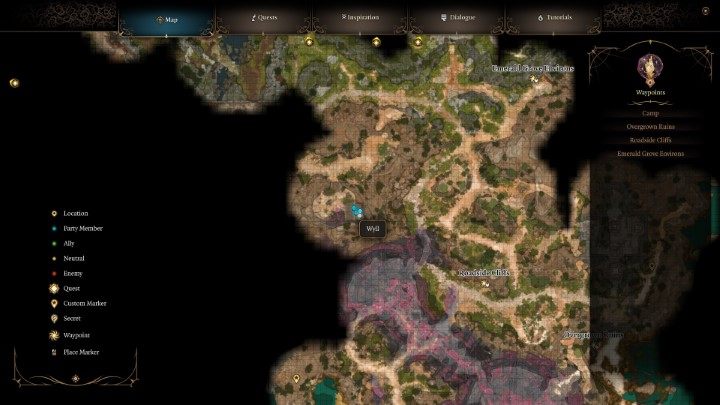 Reading the instruction makes a marker appear on your map, showing the treasure - Baldurs Gate 3: The Hidden Harpers Chest puzzle - Baldurs Gate 3: Puzzles - Baldurs Gate 3 Guide, Walkthrough