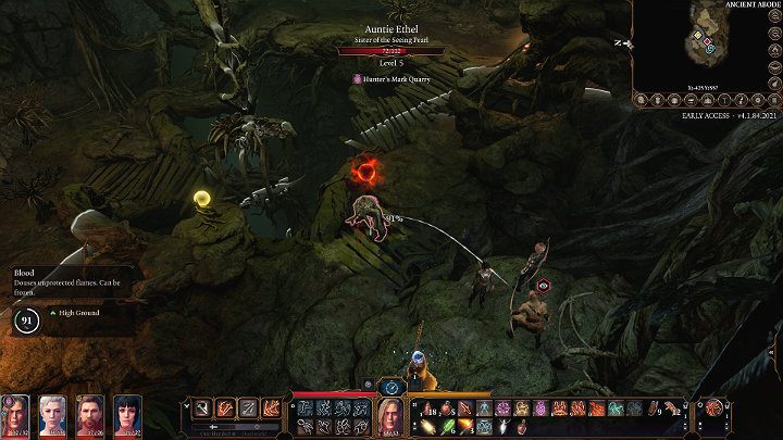 Once Auntie Ethel receives damage, her position is revealed, however, she will not perform any aggressive actions - she will not attack but she will still be able to move sideways and make defensive throws - Baldurs Gate 3: How to beat Auntie Ethel (Green Witch) in BG3? - Baldurs Gate 3: Bosses and difficult fights - Baldurs Gate 3 Guide, Walkthrough