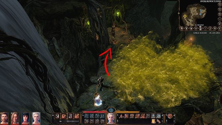 From the first platform, follow the narrow path to the left - you will need to turn the camera accordingly to see it - Baldurs Gate 3: How to beat Auntie Ethel (Green Witch) in BG3? - Baldurs Gate 3: Bosses and difficult fights - Baldurs Gate 3 Guide, Walkthrough