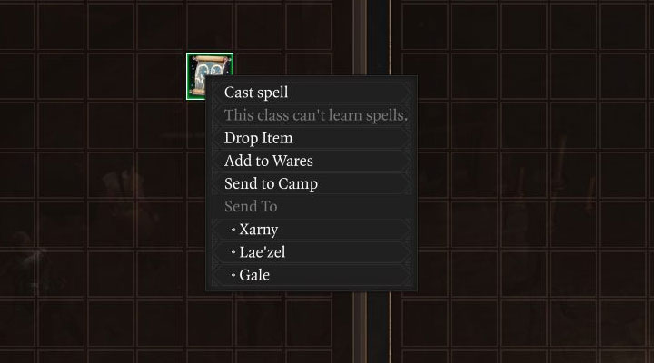 The second type of limitation is a warning about trying to teach the spell to the character representing the wrong class - Baldurs Gate 3: How to learn spells? - Baldurs Gate 3: Character & party development - Baldurs Gate 3 Guide, Walkthrough