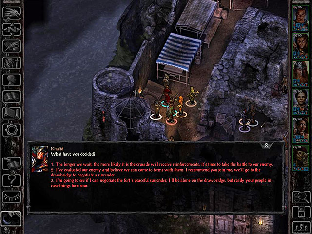 You need to discuss the course of action with Khalid - Crossing the Boareskyr Bridge - Main quest - Boareskyr Bridge - Baldurs Gate: Siege of Dragonspear Game Guide