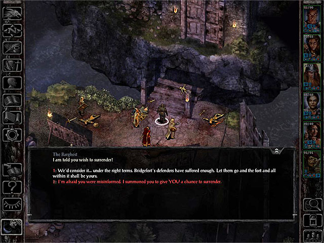 You can outsmart the crusaders and destroy the supplies, and then surrender the fort - Crossing the Boareskyr Bridge - Main quest - Boareskyr Bridge - Baldurs Gate: Siege of Dragonspear Game Guide