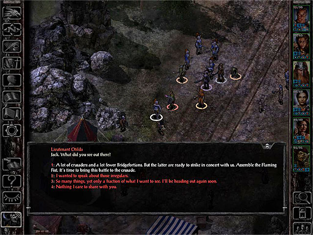 Talk with lieutenant Otilda to get the Flaming Fist support - Crossing the Boareskyr Bridge - Main quest - Boareskyr Bridge - Baldurs Gate: Siege of Dragonspear Game Guide