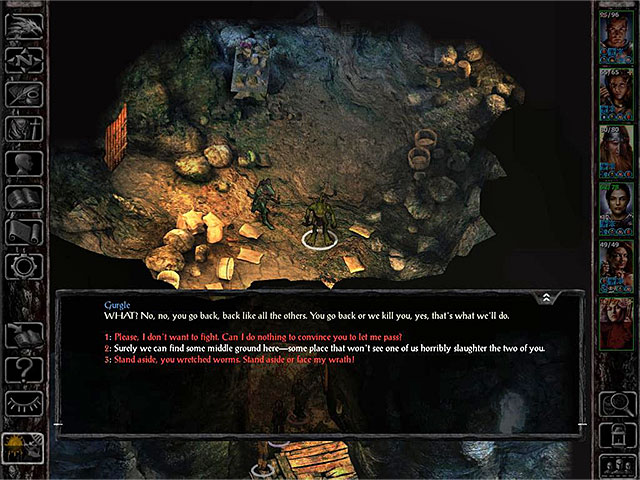 You can tell a story to Gurgle and Floss or you can attack them - Exploring the caves under Dragonspear castle - Main quest - Coalition Camp - Baldurs Gate: Siege of Dragonspear Game Guide