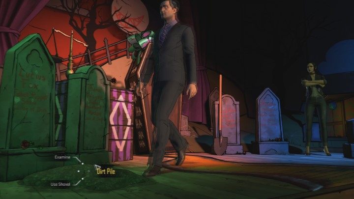 Your first task in the second room is to dig through a dirt pile shown in the above screenshot - Chapter 4 - Fractured | Episode 5 - Same Stitch Villain Joker - Episode 5 - Same Stitch Villain Joker - Batman: The Telltale Series - The Enemy Within Game Guide