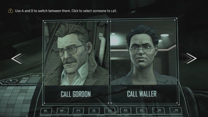 You now have to call Gordon or Waller for help - Chapter 1 - A Threat Rises | Episode 2 - The Pact - Episode 2 - The Pact - Batman: The Telltale Series - The Enemy Within Game Guide