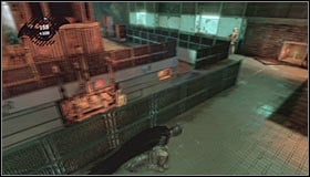 I would recommend moving left from here and neutralizing a guard patrolling the eastern section of this room - Walkthrough - Medical Facility - part 4 - Walkthrough - Batman: Arkham Asylum Game Guide & Walkthrough