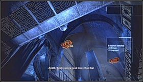 Familiarize yourself with the info on how the collars work and notice that a new upgrade called Sonic Batarang has been unlocked (you still have to purchase it if youre interested) - Walkthrough - Arkham Mansion - part 1 - Walkthrough - Batman: Arkham Asylum Game Guide & Walkthrough