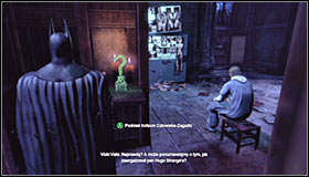 Take a look around where Jack Ryder is for a destructible wooden wall #1 - Batman trophies (25-36) | Park Row - Park Row - Batman: Arkham City Game Guide