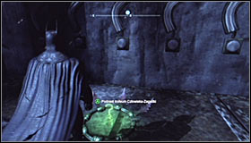 Note the interactive question marks behind the Trophy cage - Batman trophies (25-36) | Park Row - Park Row - Batman: Arkham City Game Guide