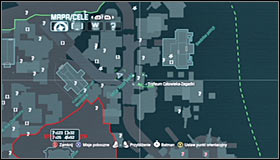 Start off by standing west of the Gotham City Olympus building #1 #2 - Batman trophies (01-10) | Amusement Mile - Amusement Mile - Batman: Arkham City Game Guide