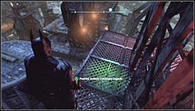 Use the Grapnel Gun or the gliding to reach the upper balconies of the leaned radio tower #1 - Batman trophies (19-28) | Amusement Mile - Amusement Mile - Batman: Arkham City Game Guide