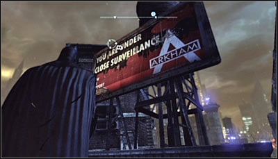 Start by reaching the TYGER billboard (screen above) on one of the roofs - Riddles | Amusement Mile - Amusement Mile - Batman: Arkham City Game Guide