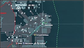 Jump over the metal barrier and stand south of where the Trophy is hidden #1 #2 - Batman trophies (09-16) | Industrial District - Industrial District - Batman: Arkham City Game Guide