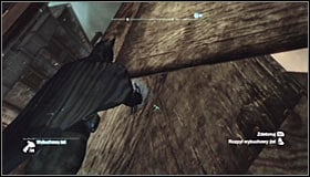 Jump off and glide towards the destructible wooden wall #1 - Batman trophies (09-16) | Industrial District - Industrial District - Batman: Arkham City Game Guide
