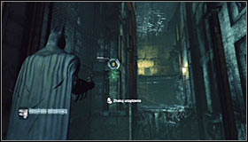 Stand on the wooden platform south of the Trophy #1 - Batman trophies (12-26) | Subway - Subway - Batman: Arkham City Game Guide