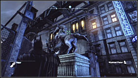 Search for a horse statue nearby the northern Museum entrance #1 - Batman trophies (01-09) | Bowery - Bowery - Batman: Arkham City Game Guide