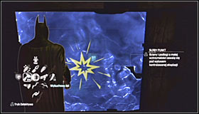 Stand east of the secret and use the Grapnel Gun to reach the upper ledge #1 - Batman trophies (01-15) | Steel Mill - Steel Mill - Batman: Arkham City Game Guide