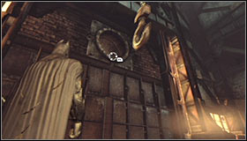 You need to swing the hook enough for it to hit the big fan in the southern wall #1 - Batman trophies (16-24) | Steel Mill - Steel Mill - Batman: Arkham City Game Guide