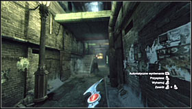 After reaching the street lamp, turn the Batarang slightly right #1 and afterwards a bit more sharply - Batman trophies (13-25) | Wonder City - Wonder City - Batman: Arkham City Game Guide