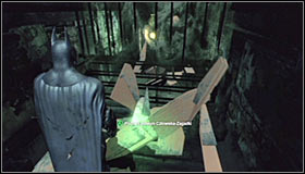 Examine the western wall, finding a spot where you can spray the Explosive Gel using the Detective Mode #1 - Batman trophies (13-25) | Wonder City - Wonder City - Batman: Arkham City Game Guide