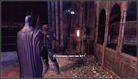 Press and hold the right trigger and approach the guards - Locate the source of the sniper shot | Main story - Main story - Batman: Arkham City Game Guide
