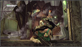 Now you have just one more enemy left to eliminate, the one inside the room with the hostage - Save the doctor from Jokers thugs | Main story - Main story - Batman: Arkham City Game Guide