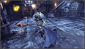 Trying to damage the infected thug using common methods wont do any good, so you will have to use a proper tactic - Rescue remaining undercover GCPD officers in the Museum | Main story - Main story - Batman: Arkham City Game Guide