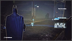 Jump onto the new balustrade and attack the new enemies by surprise #1 - Follow assassin using tracker device to locate Ras al Ghul | Main story - Main story - Batman: Arkham City Game Guide