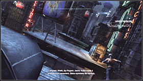Turn on the Evidence Scanner and scan the bandages on the ground #1 - Analyze the assassins bandages for new evidence | Main story - Main story - Batman: Arkham City Game Guide