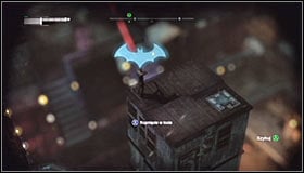 Id suggest starting off by eliminating the two snipers occupying the towers, first the one on the higher one #1 and afterwards his buddy on the lower tower #2 - Infiltrate the Steel Mill (part 2) | Main story - Main story - Batman: Arkham City Game Guide