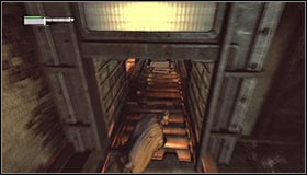 Turn to the south and look for the small assembly line that you can jump down onto #1 - Locate Joker in the Steel Mill | Main story - Main story - Batman: Arkham City Game Guide