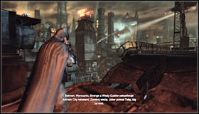 Head towards the exit from the partially destroyed Sionis Steel Mill #1 - Scan the TYGER helicopter to locate the Master Control Program | Main story - Main story - Batman: Arkham City Game Guide