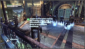 Glide forward and turn around to get behind the enemies backs #1 - Climb the observation deck to stop Protocol 10 | Main story - Main story - Batman: Arkham City Game Guide