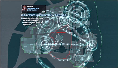 Now you will have to complete a bit harder puzzle to locate the place of the final, fifth meeting - Watcher in the Wings | Side missions - Side missions - Batman: Arkham City Game Guide