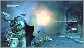 Now head east, jump on your way there and you should reach enemies guarding the container #1 - Fragile Alliance - p. 1 | Side missions - Side missions - Batman: Arkham City Game Guide