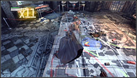 Keep fighting until Abramovici is the last enemy still standing and use the Electrical Charge to temporarily stun him #1 and afterwards start rhythmically pressing X to attack #2 - Fragile Alliance - p. 2 | Side missions - Side missions - Batman: Arkham City Game Guide