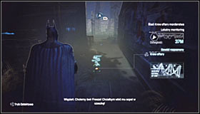 Now scan the blood stain nearby the body #1 - Identity Theft | Side missions - Side missions - Batman: Arkham City Game Guide