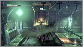 After reaching the top platform, turn right and head forward #1 - Enigma Conundrum (riddles 10-15) | Side missions - Side missions - Batman: Arkham City Game Guide