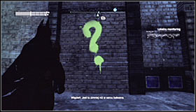 Note that a new point has appeared on the Arkham City map #1 - Enigma Conundrum (riddles 16-17) | Side missions - Side missions - Batman: Arkham City Game Guide
