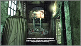 Go up and note that there are steel pallets and a destructible wall behind the barrier #1 - Enigma Conundrum (riddles 16-17) | Side missions - Side missions - Batman: Arkham City Game Guide